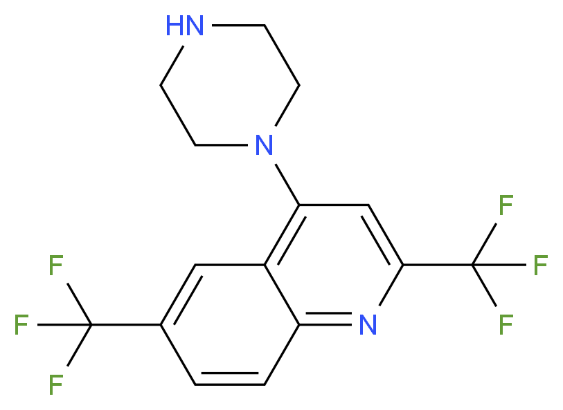 1-[2,6-Bis(trifluoromethyl)quinol-4-yl]piperazine 97%_分子结构_CAS_)