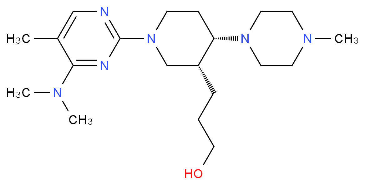 3-[(3R*,4S*)-1-[4-(dimethylamino)-5-methylpyrimidin-2-yl]-4-(4-methylpiperazin-1-yl)piperidin-3-yl]propan-1-ol_分子结构_CAS_)