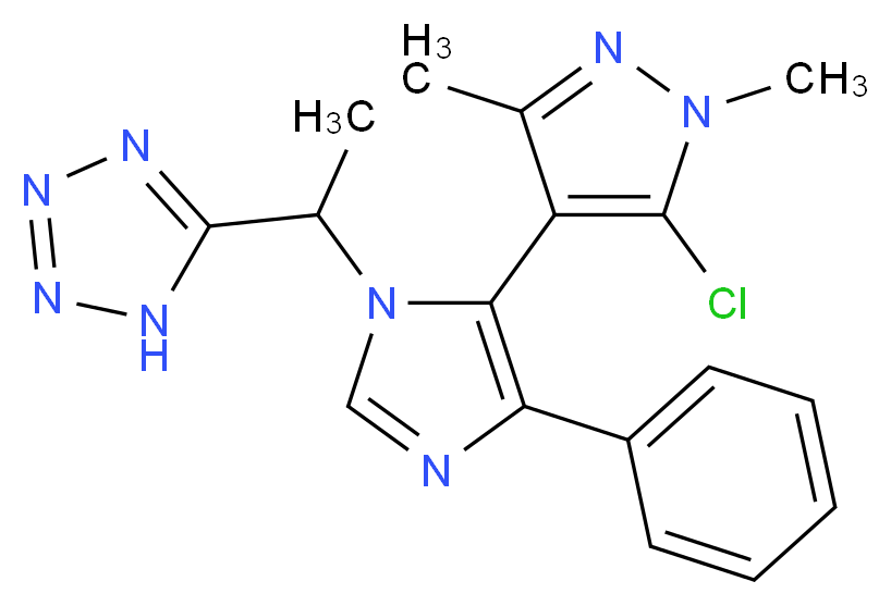 5-{1-[5-(5-chloro-1,3-dimethyl-1H-pyrazol-4-yl)-4-phenyl-1H-imidazol-1-yl]ethyl}-1H-tetrazole_分子结构_CAS_)