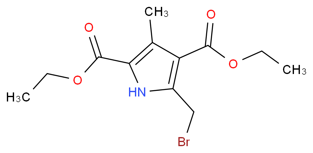 2,4-diethyl 5-(bromomethyl)-3-methyl-1H-pyrrole-2,4-dicarboxylate_分子结构_CAS_57745-26-3