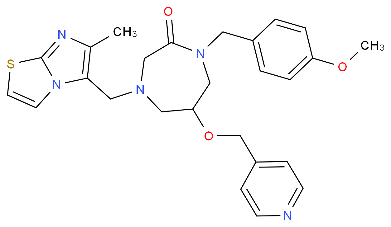 1-(4-methoxybenzyl)-4-[(6-methylimidazo[2,1-b][1,3]thiazol-5-yl)methyl]-6-(4-pyridinylmethoxy)-1,4-diazepan-2-one_分子结构_CAS_)