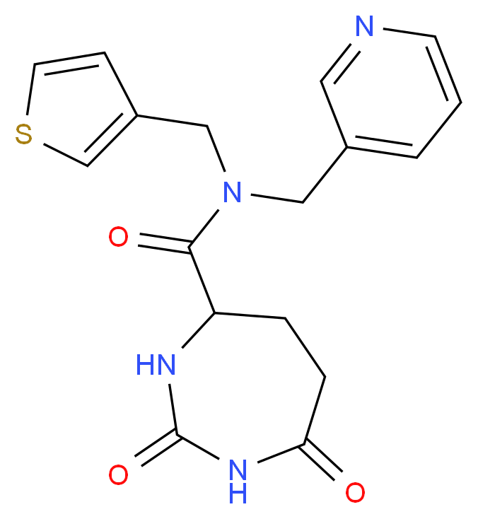 2,7-dioxo-N-(pyridin-3-ylmethyl)-N-(3-thienylmethyl)-1,3-diazepane-4-carboxamide_分子结构_CAS_)