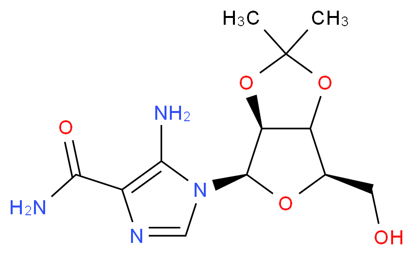 5-Amino-1-(2,3-O-isopropylidene-β-D-ribofuranosyl)imidazole-4-carboxamide_分子结构_CAS_3676-69-5)