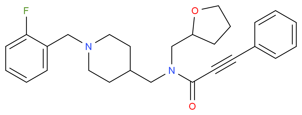 N-{[1-(2-fluorobenzyl)-4-piperidinyl]methyl}-3-phenyl-N-(tetrahydro-2-furanylmethyl)-2-propynamide_分子结构_CAS_)