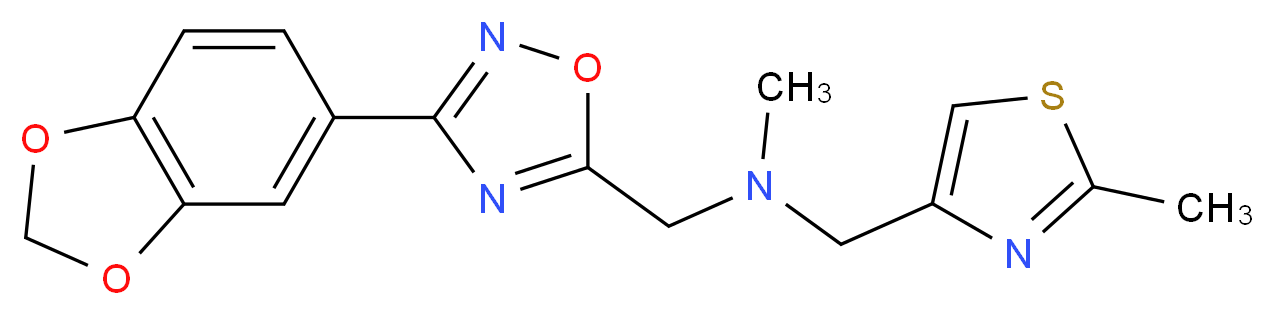 1-[3-(1,3-benzodioxol-5-yl)-1,2,4-oxadiazol-5-yl]-N-methyl-N-[(2-methyl-1,3-thiazol-4-yl)methyl]methanamine_分子结构_CAS_)