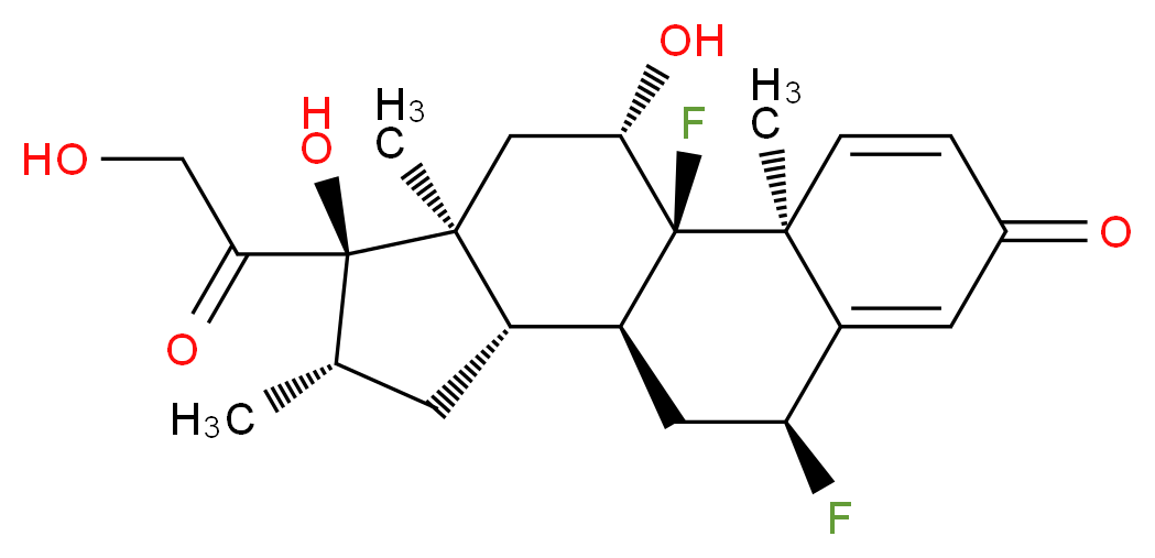 (1R,2S,8S,10S,11S,13S,14R,15S,17S)-1,8-difluoro-14,17-dihydroxy-14-(2-hydroxyacetyl)-2,13,15-trimethyltetracyclo[8.7.0.0<sup>2</sup>,<sup>7</sup>.0<sup>1</sup><sup>1</sup>,<sup>1</sup><sup>5</sup>]heptadeca-3,6-dien-5-one_分子结构_CAS_2557-49-5