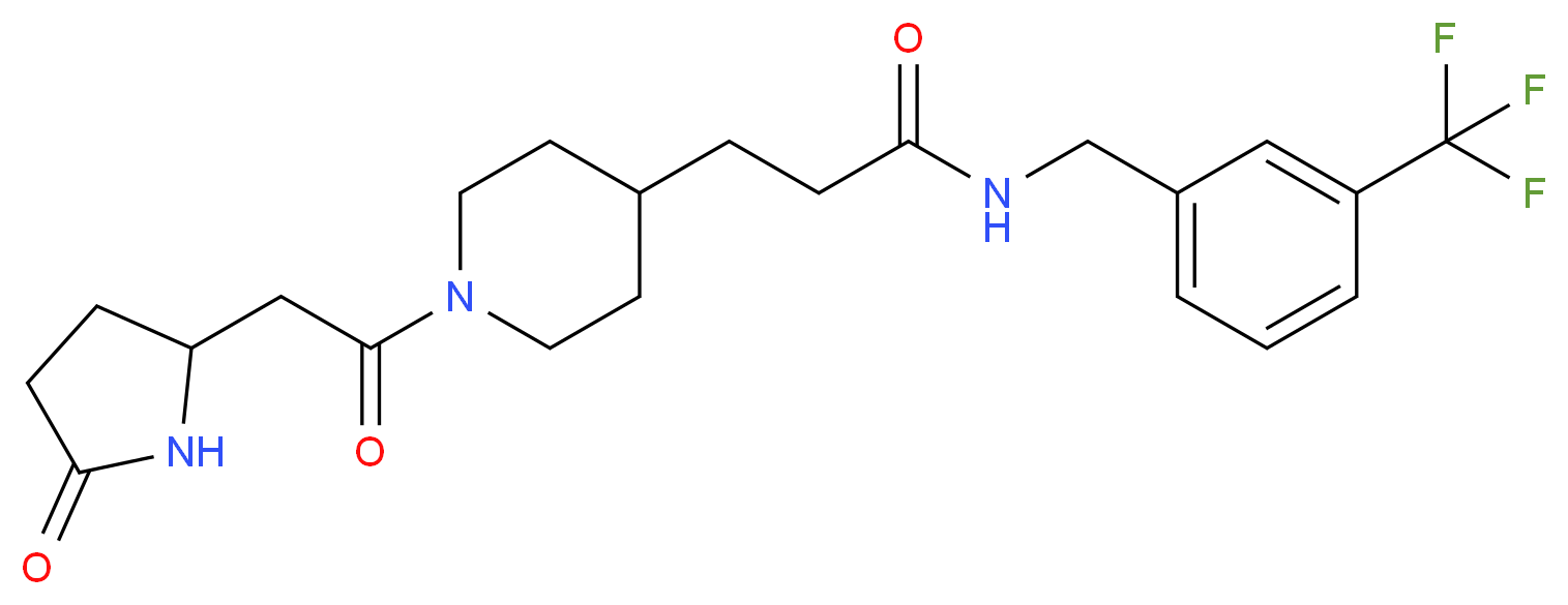 3-{1-[(5-oxo-2-pyrrolidinyl)acetyl]-4-piperidinyl}-N-[3-(trifluoromethyl)benzyl]propanamide_分子结构_CAS_)