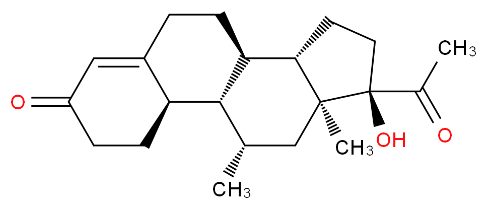 (1S,2R,10R,11S,14R,15S,17S)-14-acetyl-14-hydroxy-15,17-dimethyltetracyclo[8.7.0.0<sup>2</sup>,<sup>7</sup>.0<sup>1</sup><sup>1</sup>,<sup>1</sup><sup>5</sup>]heptadec-6-en-5-one_分子结构_CAS_25092-42-6