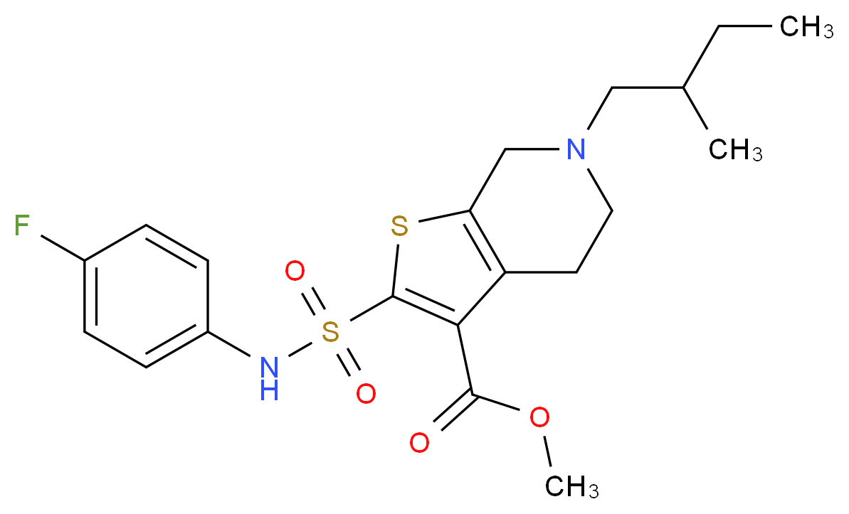 methyl 2-{[(4-fluorophenyl)amino]sulfonyl}-6-(2-methylbutyl)-4,5,6,7-tetrahydrothieno[2,3-c]pyridine-3-carboxylate_分子结构_CAS_)
