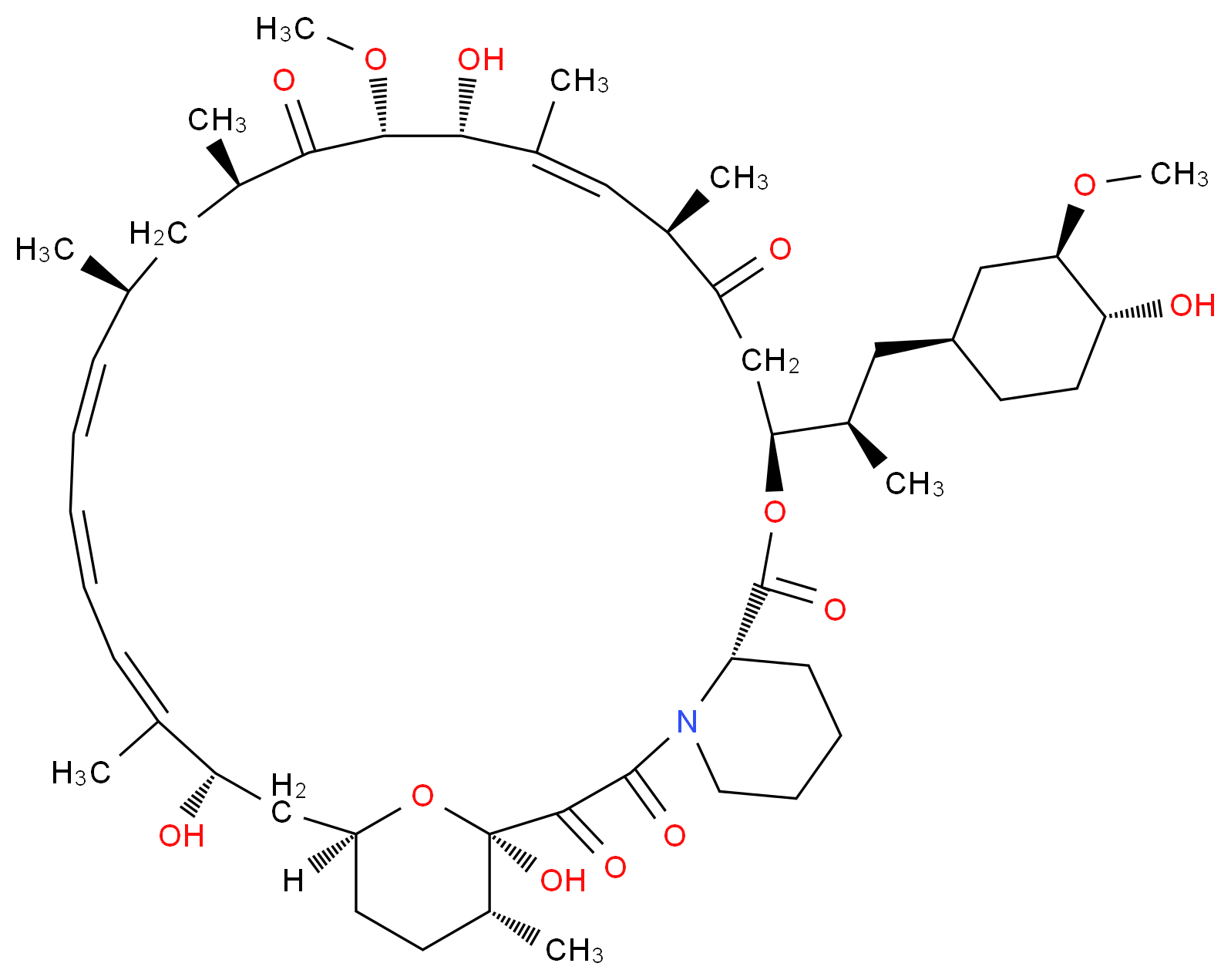 (1R,9S,12S,15R,16E,18R,19R,21R,23S,24E,26E,28E,30S,32S,35R)-1,18,30-trihydroxy-12-[(2R)-1-[(1S,3R,4R)-4-hydroxy-3-methoxycyclohexyl]propan-2-yl]-19-methoxy-15,17,21,23,29,35-hexamethyl-11,36-dioxa-4-azatricyclo[30.3.1.0<sup>4</sup>,<sup>9</sup>]hexatriaconta-16,24,26,28-tetraene-2,3,10,14,20-pentone_分子结构_CAS_151519-50-5