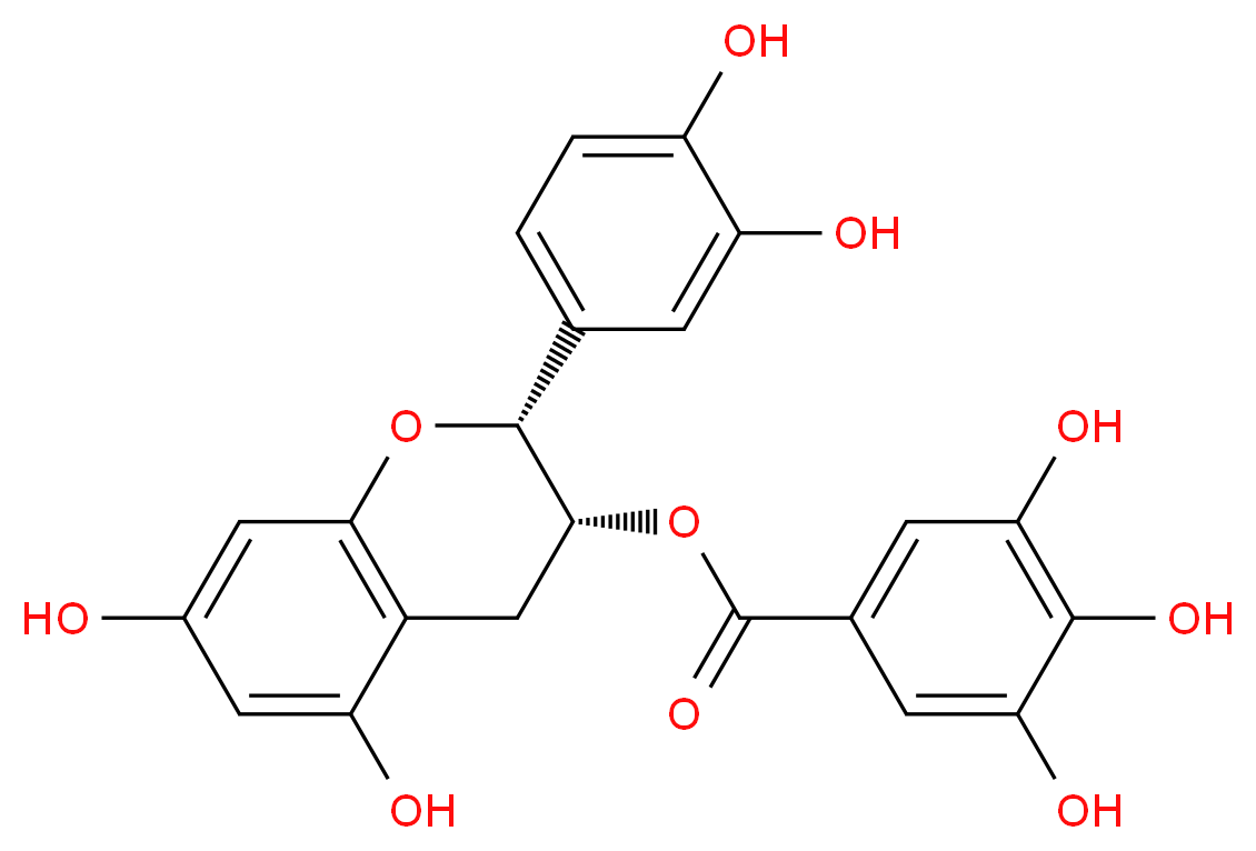 (2R,3R)-2-(3,4-dihydroxyphenyl)-5,7-dihydroxy-3,4-dihydro-2H-1-benzopyran-3-yl 3,4,5-trihydroxybenzoate_分子结构_CAS_1257-08-5