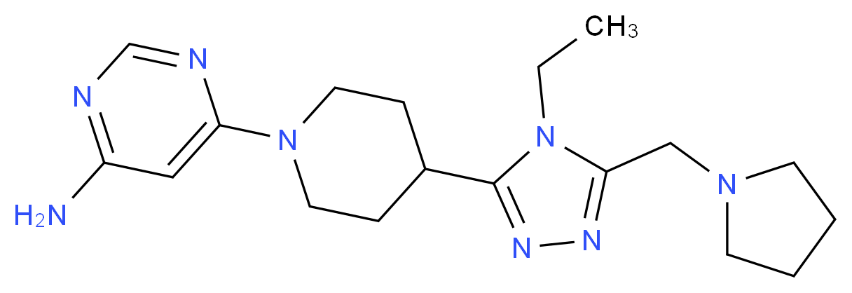6-{4-[4-ethyl-5-(pyrrolidin-1-ylmethyl)-4H-1,2,4-triazol-3-yl]piperidin-1-yl}pyrimidin-4-amine_分子结构_CAS_)