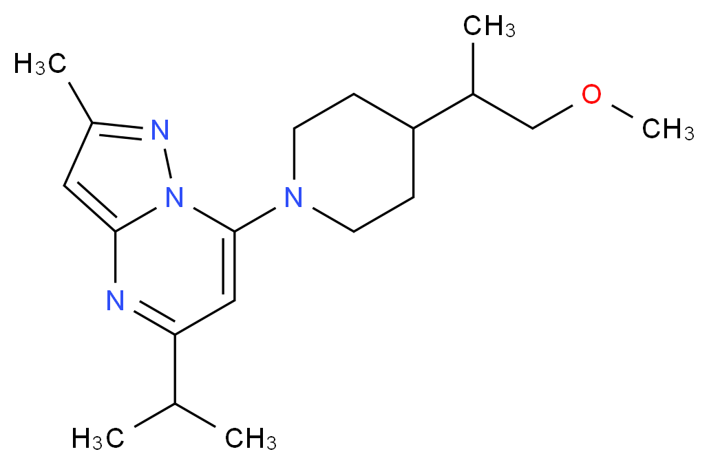 5-isopropyl-7-[4-(2-methoxy-1-methylethyl)-1-piperidinyl]-2-methylpyrazolo[1,5-a]pyrimidine_分子结构_CAS_)