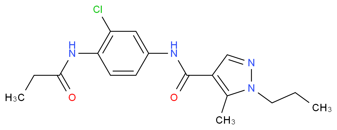 N-[3-chloro-4-(propionylamino)phenyl]-5-methyl-1-propyl-1H-pyrazole-4-carboxamide_分子结构_CAS_)