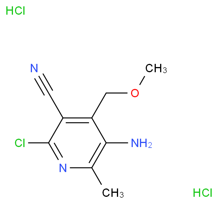 5-Amino-2-chloro-4-methoxymethyl-6-methyl-nicotinonitrile dihydrochloride_分子结构_CAS_1185303-33-6)