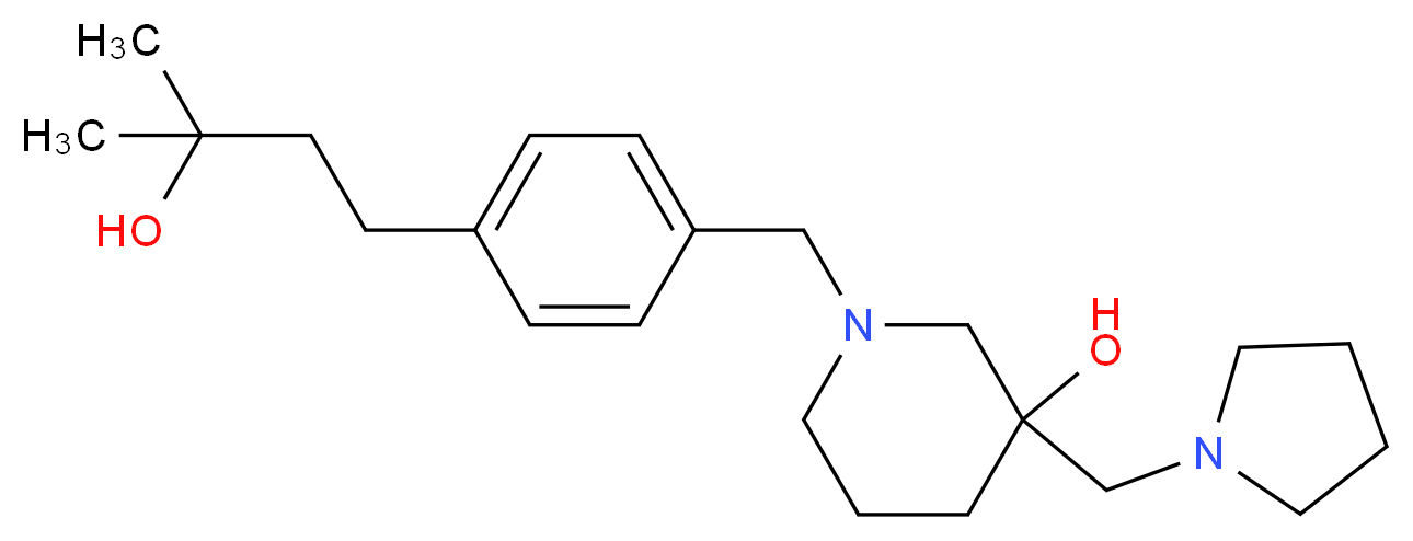 1-[4-(3-hydroxy-3-methylbutyl)benzyl]-3-(pyrrolidin-1-ylmethyl)piperidin-3-ol_分子结构_CAS_)