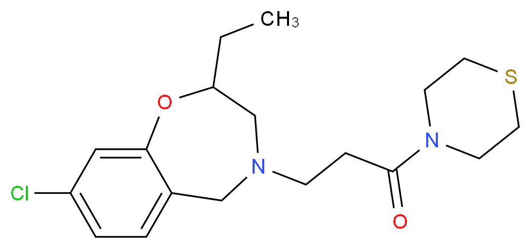 8-chloro-2-ethyl-4-[3-oxo-3-(4-thiomorpholinyl)propyl]-2,3,4,5-tetrahydro-1,4-benzoxazepine_分子结构_CAS_)