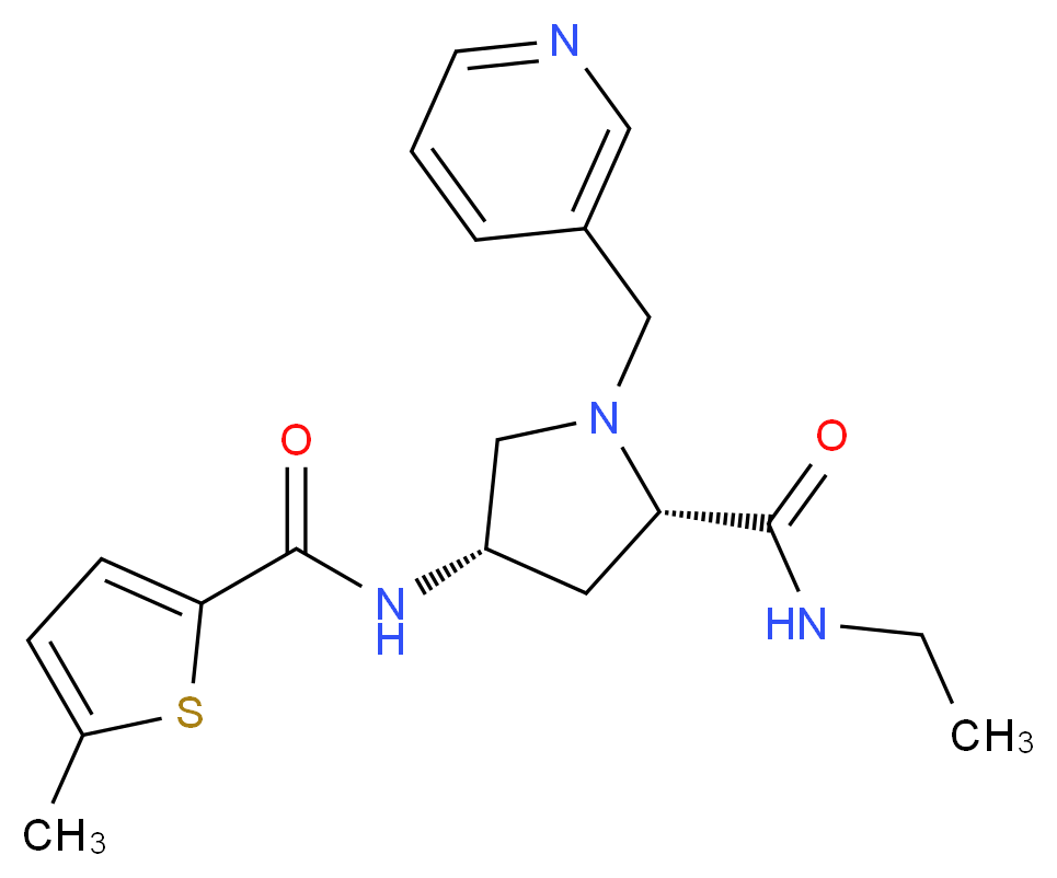 (4S)-N-ethyl-4-{[(5-methyl-2-thienyl)carbonyl]amino}-1-(pyridin-3-ylmethyl)-L-prolinamide_分子结构_CAS_)