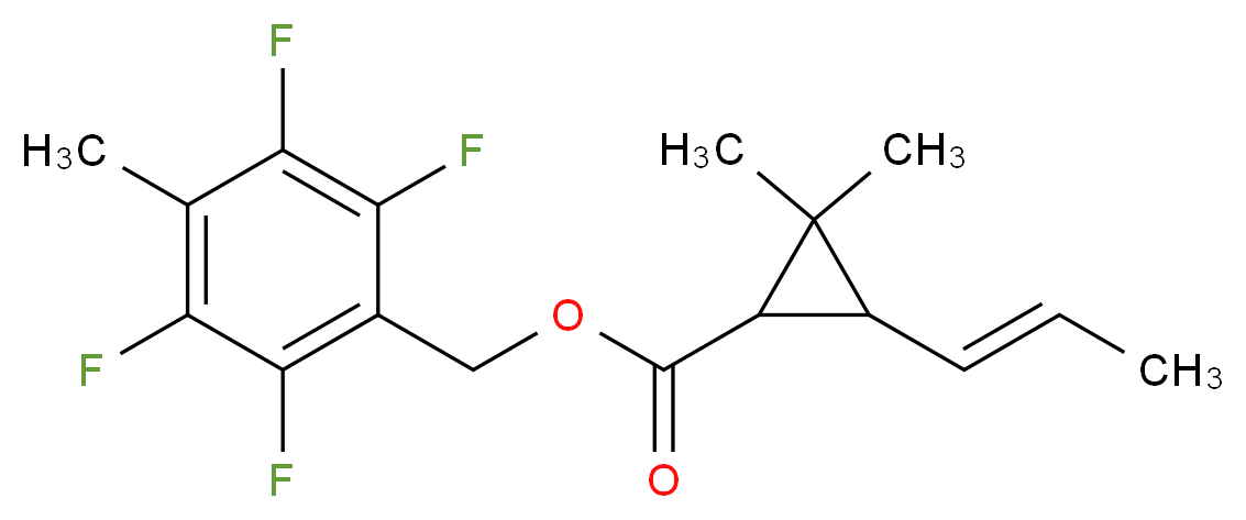 (2,3,5,6-tetrafluoro-4-methylphenyl)methyl 2,2-dimethyl-3-[(1E)-prop-1-en-1-yl]cyclopropane-1-carboxylate_分子结构_CAS_223419-20-3