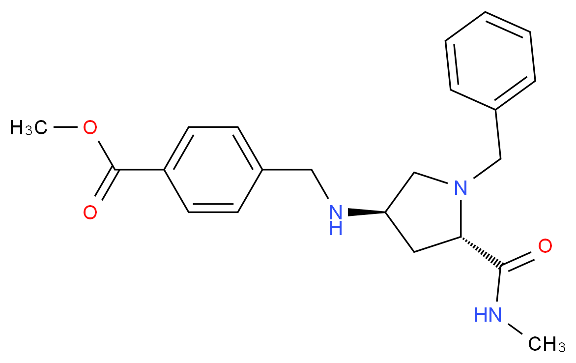 methyl 4-[({(3R,5S)-1-benzyl-5-[(methylamino)carbonyl]-3-pyrrolidinyl}amino)methyl]benzoate_分子结构_CAS_)