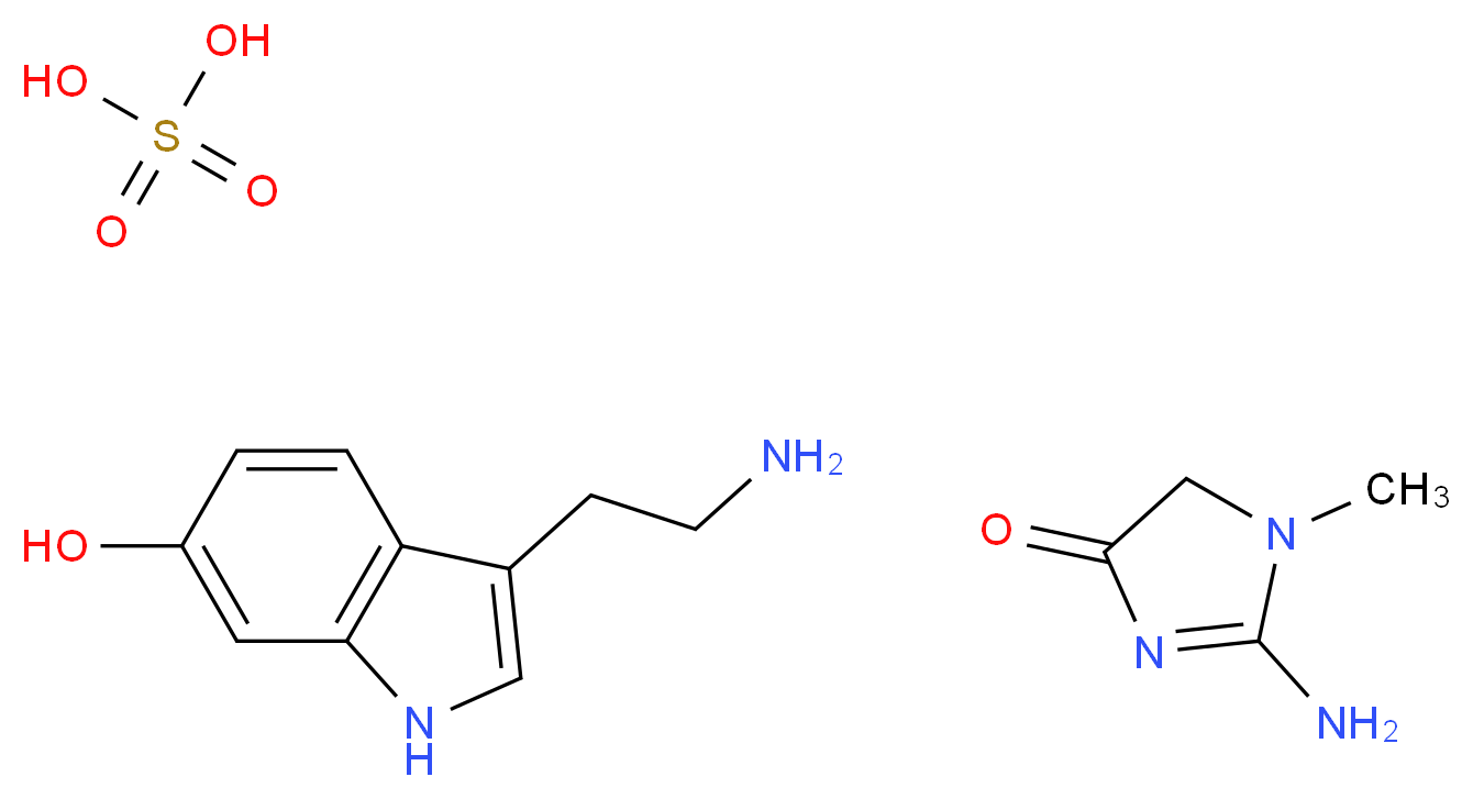 2-amino-1-methyl-4,5-dihydro-1H-imidazol-4-one; 3-(2-aminoethyl)-1H-indol-6-ol; sulfuric acid_分子结构_CAS_39929-25-4