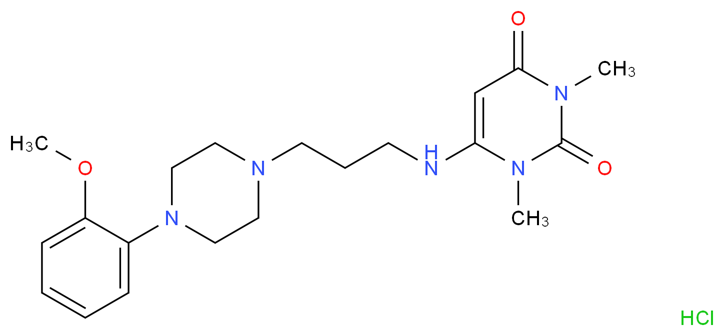 6-({3-[4-(2-methoxyphenyl)piperazin-1-yl]propyl}amino)-1,3-dimethyl-1,2,3,4-tetrahydropyrimidine-2,4-dione hydrochloride_分子结构_CAS_64887-14-5