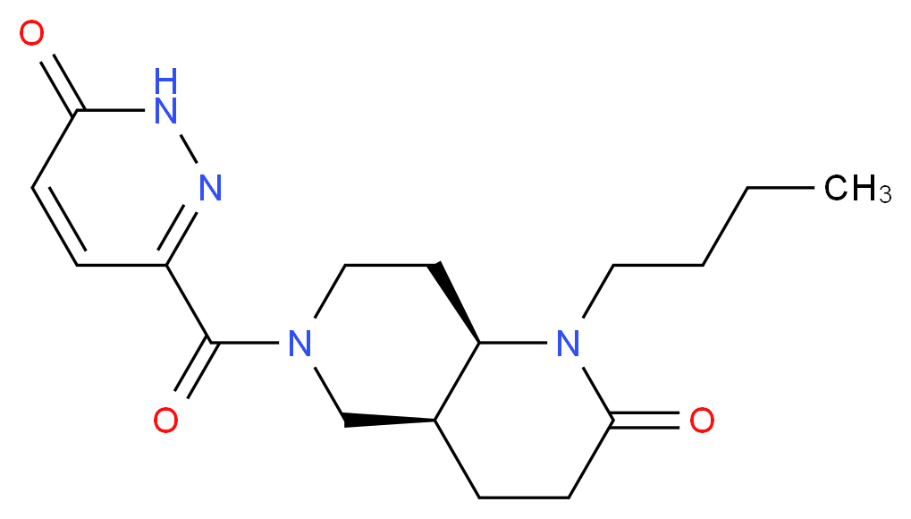 (4aS*,8aR*)-1-butyl-6-[(6-oxo-1,6-dihydropyridazin-3-yl)carbonyl]octahydro-1,6-naphthyridin-2(1H)-one_分子结构_CAS_)