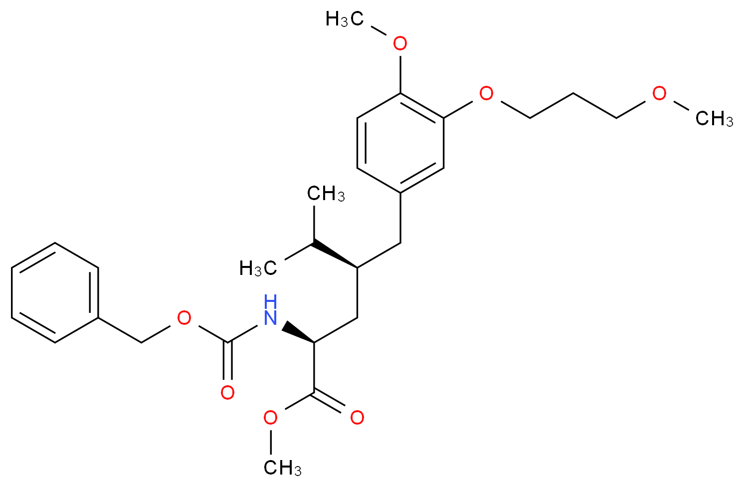 methyl (2S,4S)-2-{[(benzyloxy)carbonyl]amino}-4-{[4-methoxy-3-(3-methoxypropoxy)phenyl]methyl}-5-methylhexanoate_分子结构_CAS_900811-40-7