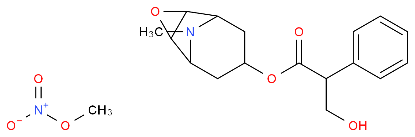 9-methyl-3-oxa-9-azatricyclo[3.3.1.0^{2,4}]nonan-7-yl 3-hydroxy-2-phenylpropanoate methyl nitrate_分子结构_CAS_6106-46-3