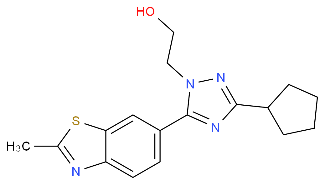 2-[3-cyclopentyl-5-(2-methyl-1,3-benzothiazol-6-yl)-1H-1,2,4-triazol-1-yl]ethanol_分子结构_CAS_)