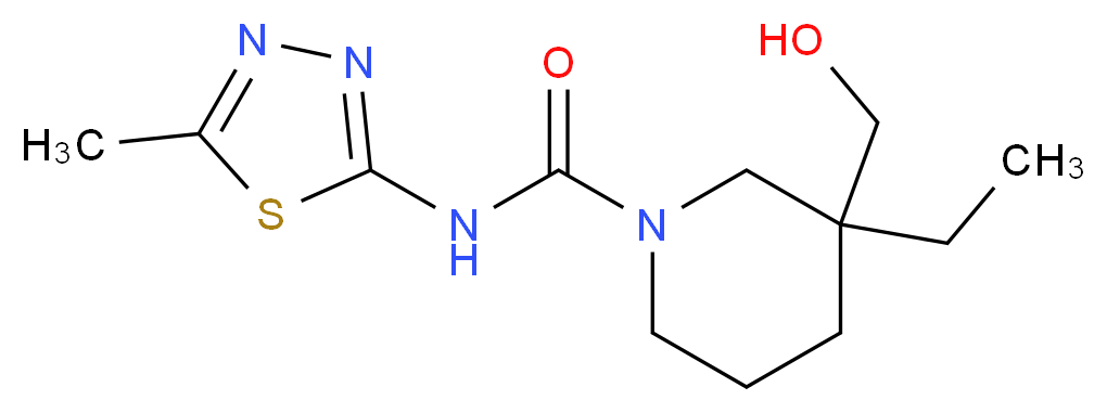 3-ethyl-3-(hydroxymethyl)-N-(5-methyl-1,3,4-thiadiazol-2-yl)piperidine-1-carboxamide_分子结构_CAS_)