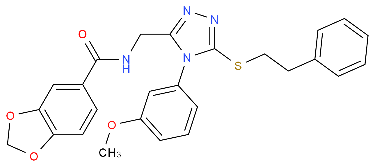 N-({4-(3-methoxyphenyl)-5-[(2-phenylethyl)thio]-4H-1,2,4-triazol-3-yl}methyl)-1,3-benzodioxole-5-carboxamide_分子结构_CAS_)