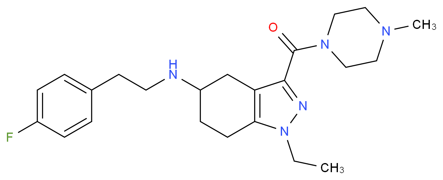 1-ethyl-N-[2-(4-fluorophenyl)ethyl]-3-[(4-methyl-1-piperazinyl)carbonyl]-4,5,6,7-tetrahydro-1H-indazol-5-amine_分子结构_CAS_)