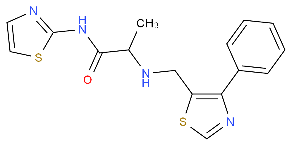 2-{[(4-phenyl-1,3-thiazol-5-yl)methyl]amino}-N-1,3-thiazol-2-ylpropanamide_分子结构_CAS_)