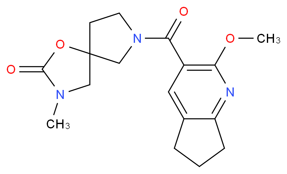 7-[(2-methoxy-6,7-dihydro-5H-cyclopenta[b]pyridin-3-yl)carbonyl]-3-methyl-1-oxa-3,7-diazaspiro[4.4]nonan-2-one_分子结构_CAS_)