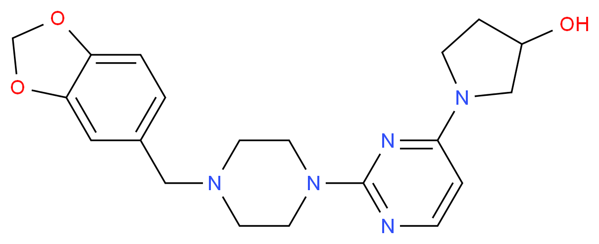 1-{2-[4-(1,3-benzodioxol-5-ylmethyl)piperazin-1-yl]pyrimidin-4-yl}pyrrolidin-3-ol_分子结构_CAS_)