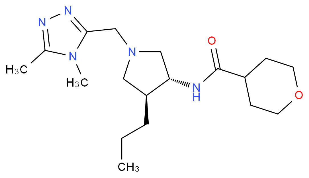 N-{(3R*,4S*)-1-[(4,5-dimethyl-4H-1,2,4-triazol-3-yl)methyl]-4-propyl-3-pyrrolidinyl}tetrahydro-2H-pyran-4-carboxamide_分子结构_CAS_)