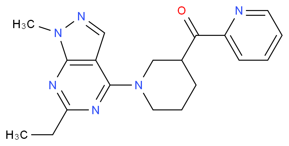 [1-(6-ethyl-1-methyl-1H-pyrazolo[3,4-d]pyrimidin-4-yl)-3-piperidinyl](2-pyridinyl)methanone_分子结构_CAS_)