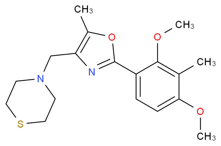 4-{[2-(2,4-dimethoxy-3-methylphenyl)-5-methyl-1,3-oxazol-4-yl]methyl}thiomorpholine_分子结构_CAS_)