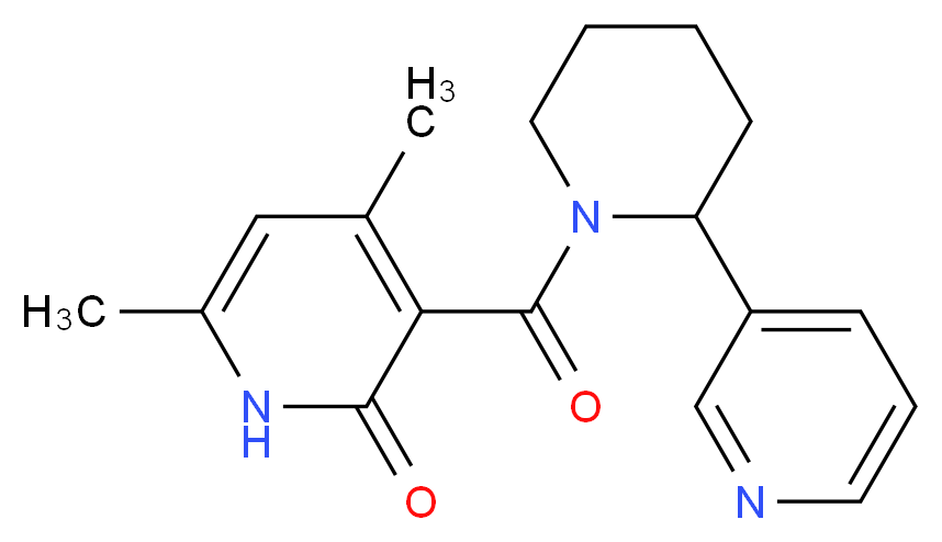4,6-dimethyl-3-[(2-pyridin-3-ylpiperidin-1-yl)carbonyl]pyridin-2(1H)-one_分子结构_CAS_)