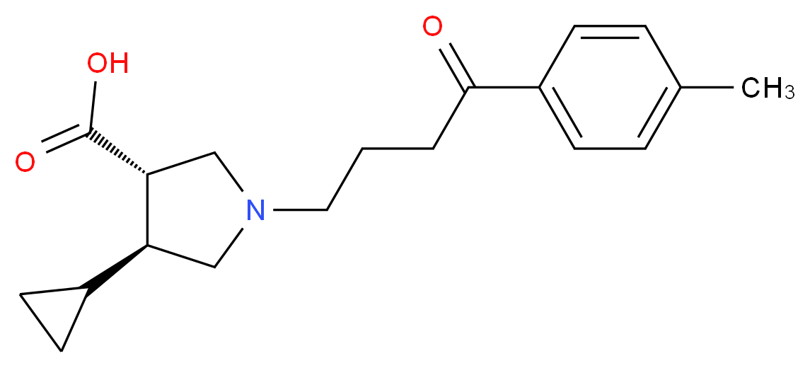 (3S*,4S*)-4-cyclopropyl-1-[4-(4-methylphenyl)-4-oxobutyl]pyrrolidine-3-carboxylic acid_分子结构_CAS_)