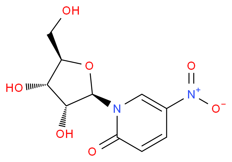 1-[(2R,3R,4S,5R)-3,4-dihydroxy-5-(hydroxymethyl)oxolan-2-yl]-5-nitro-1,2-dihydropyridin-2-one_分子结构_CAS_59892-36-3