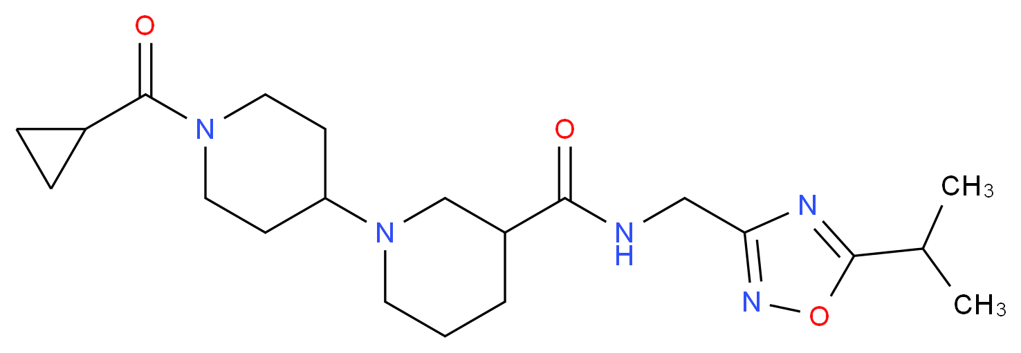 1'-(cyclopropylcarbonyl)-N-[(5-isopropyl-1,2,4-oxadiazol-3-yl)methyl]-1,4'-bipiperidine-3-carboxamide_分子结构_CAS_)