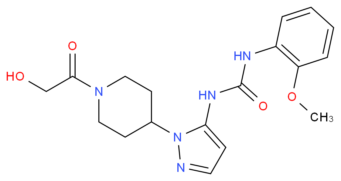 N-[1-(1-glycoloylpiperidin-4-yl)-1H-pyrazol-5-yl]-N'-(2-methoxyphenyl)urea_分子结构_CAS_)