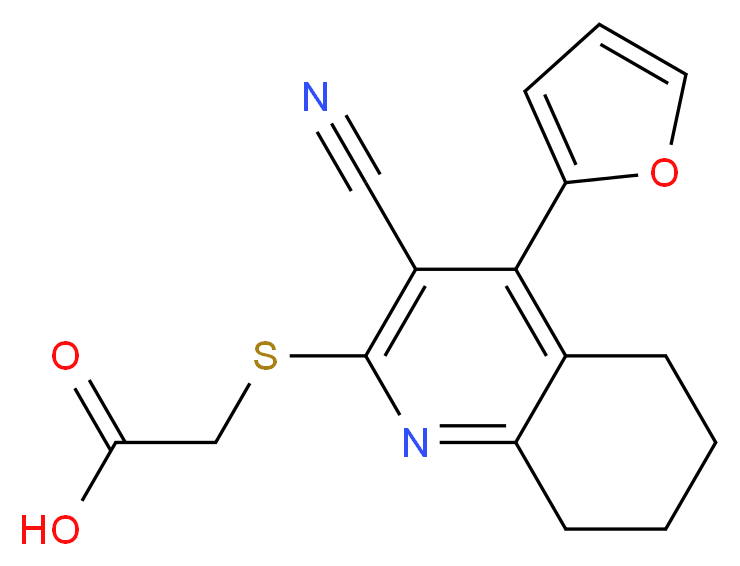 2-{[3-cyano-4-(furan-2-yl)-5,6,7,8-tetrahydroquinolin-2-yl]sulfanyl}acetic acid_分子结构_CAS_94640-13-8
