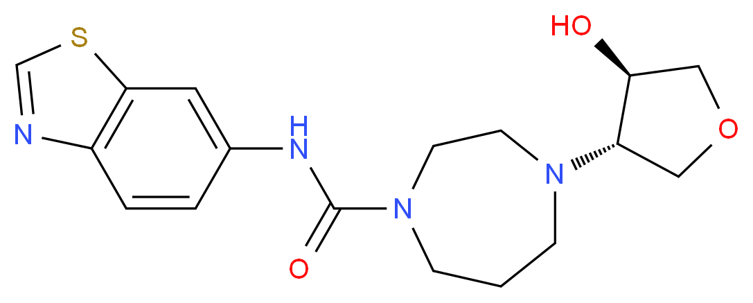 N-1,3-benzothiazol-6-yl-4-[(3S*,4R*)-4-hydroxytetrahydrofuran-3-yl]-1,4-diazepane-1-carboxamide_分子结构_CAS_)