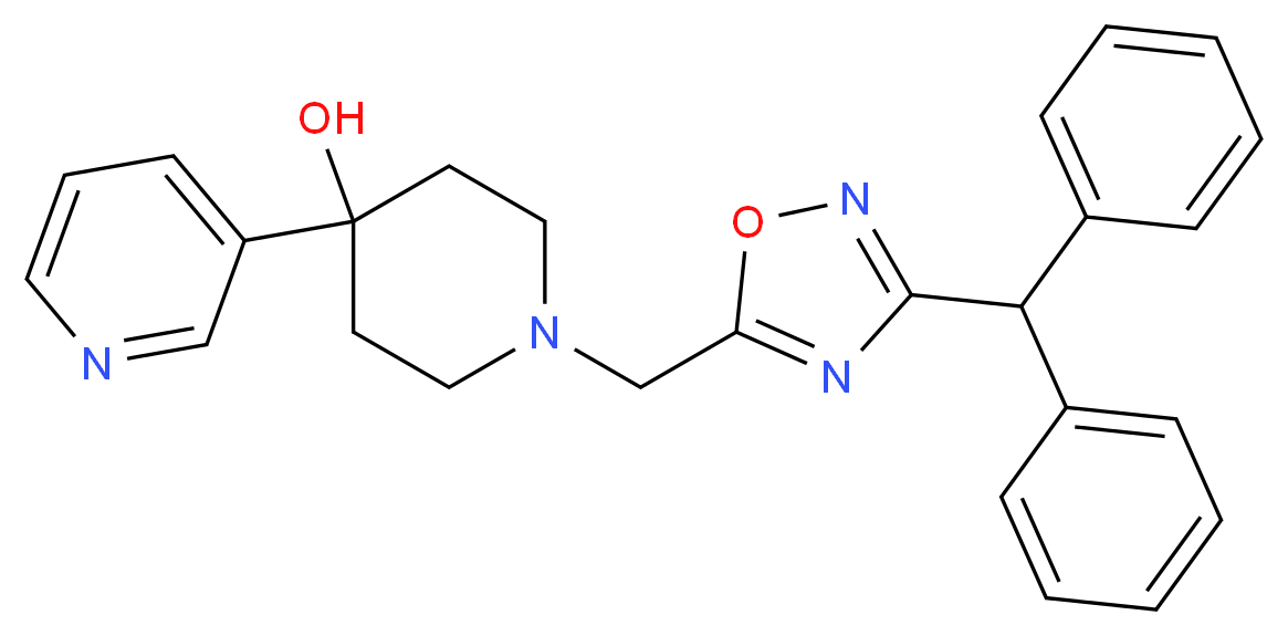 1-{[3-(diphenylmethyl)-1,2,4-oxadiazol-5-yl]methyl}-4-(3-pyridinyl)-4-piperidinol_分子结构_CAS_)