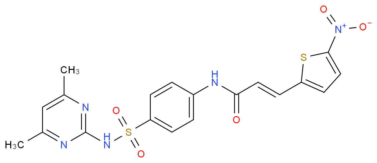 (2E)-N-{4-[(4,6-dimethylpyrimidin-2-yl)sulfamoyl]phenyl}-3-(5-nitrothiophen-2-yl)prop-2-enamide_分子结构_CAS_429622-48-0