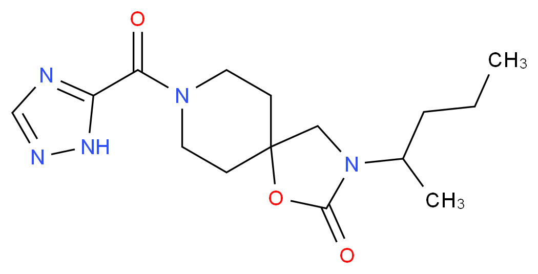 3-(1-methylbutyl)-8-(1H-1,2,4-triazol-5-ylcarbonyl)-1-oxa-3,8-diazaspiro[4.5]decan-2-one_分子结构_CAS_)
