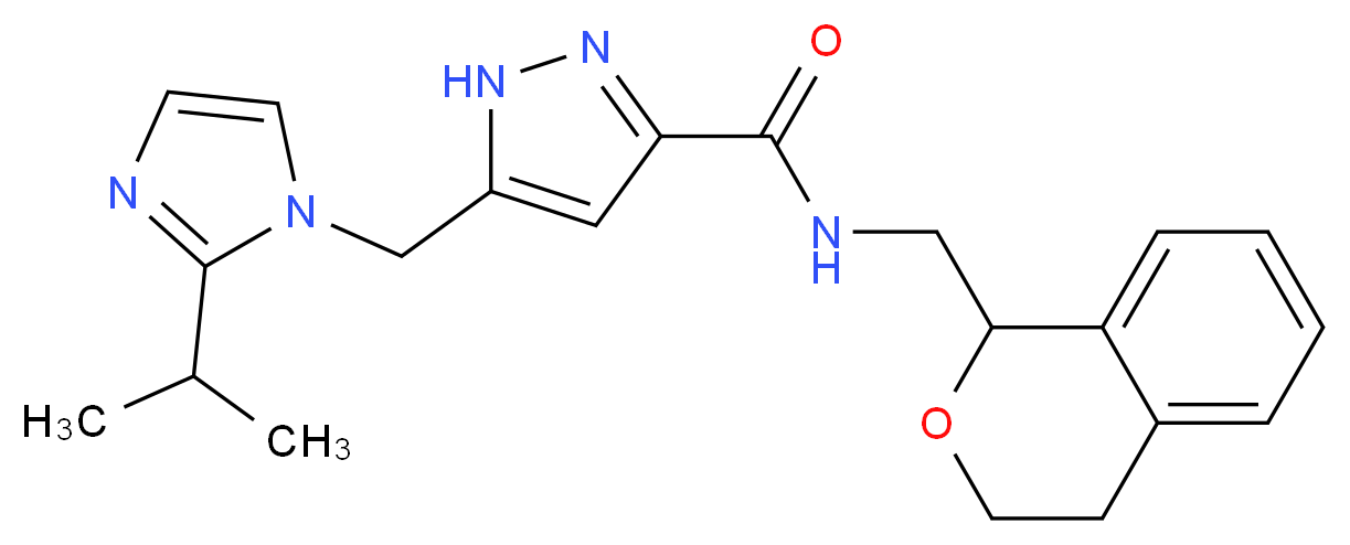 N-(3,4-dihydro-1H-isochromen-1-ylmethyl)-5-[(2-isopropyl-1H-imidazol-1-yl)methyl]-1H-pyrazole-3-carboxamide_分子结构_CAS_)